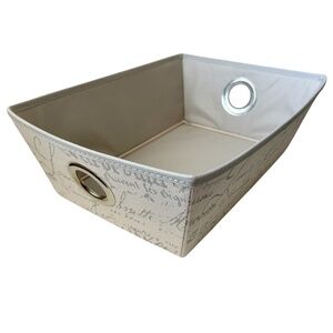 Cloth Storage Bin - 14.5" x 10.5" x 5" H - Grommet Handle - Beige Gray Storage